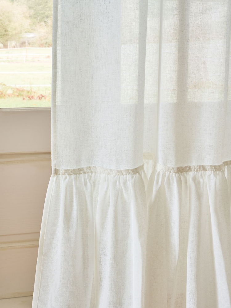 Linen Look Frill Hem Slot Top Voile Unlined Sheer Panel Curtain - 3의 이미지 3