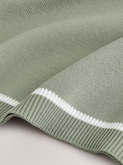 أخضر فاتح بحواف مزيّنة - Zip Neck Knitted Polo Top - Image 8 of 8