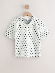 Weiß/Schwarz gepunktet - Zip Neck Knitted Polo Top - Bild 5 von 7