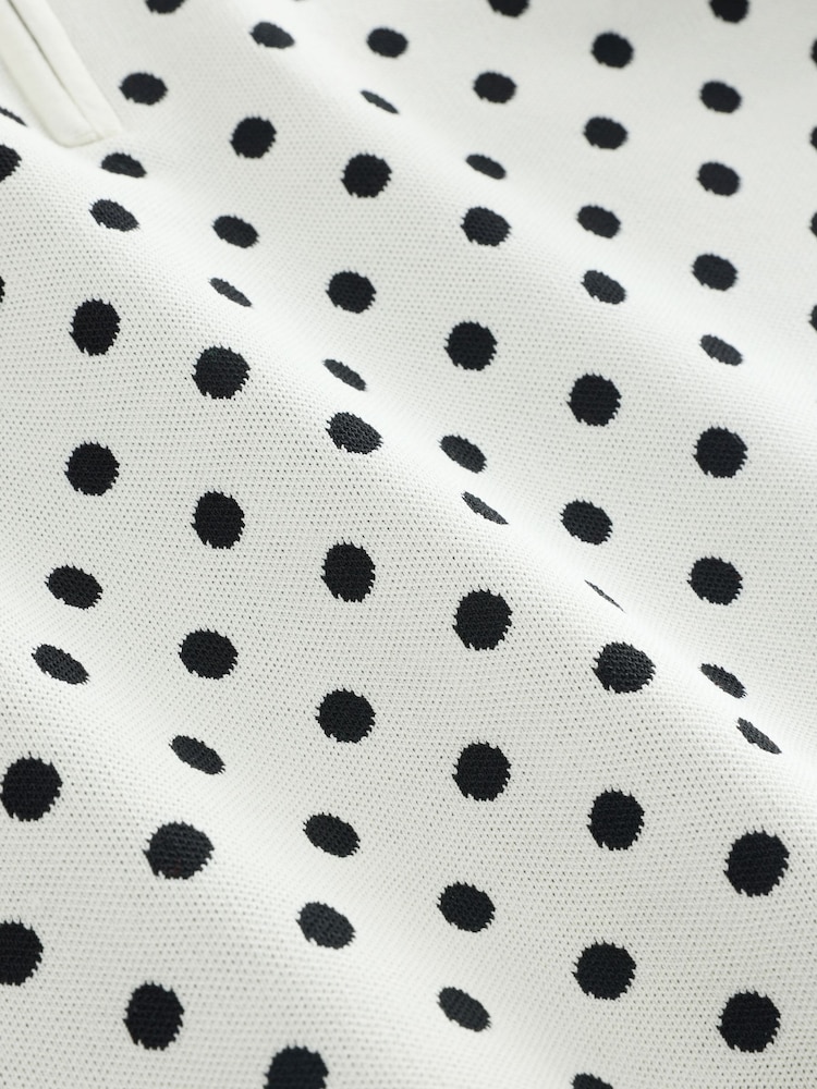 Weiß/Schwarz gepunktet - Zip Neck Knitted Polo Top - Bild 7 von 7