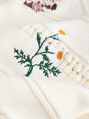 Ecru Cotton Rich Embroidered Detail Knitted Jumper - Image 3 of 3