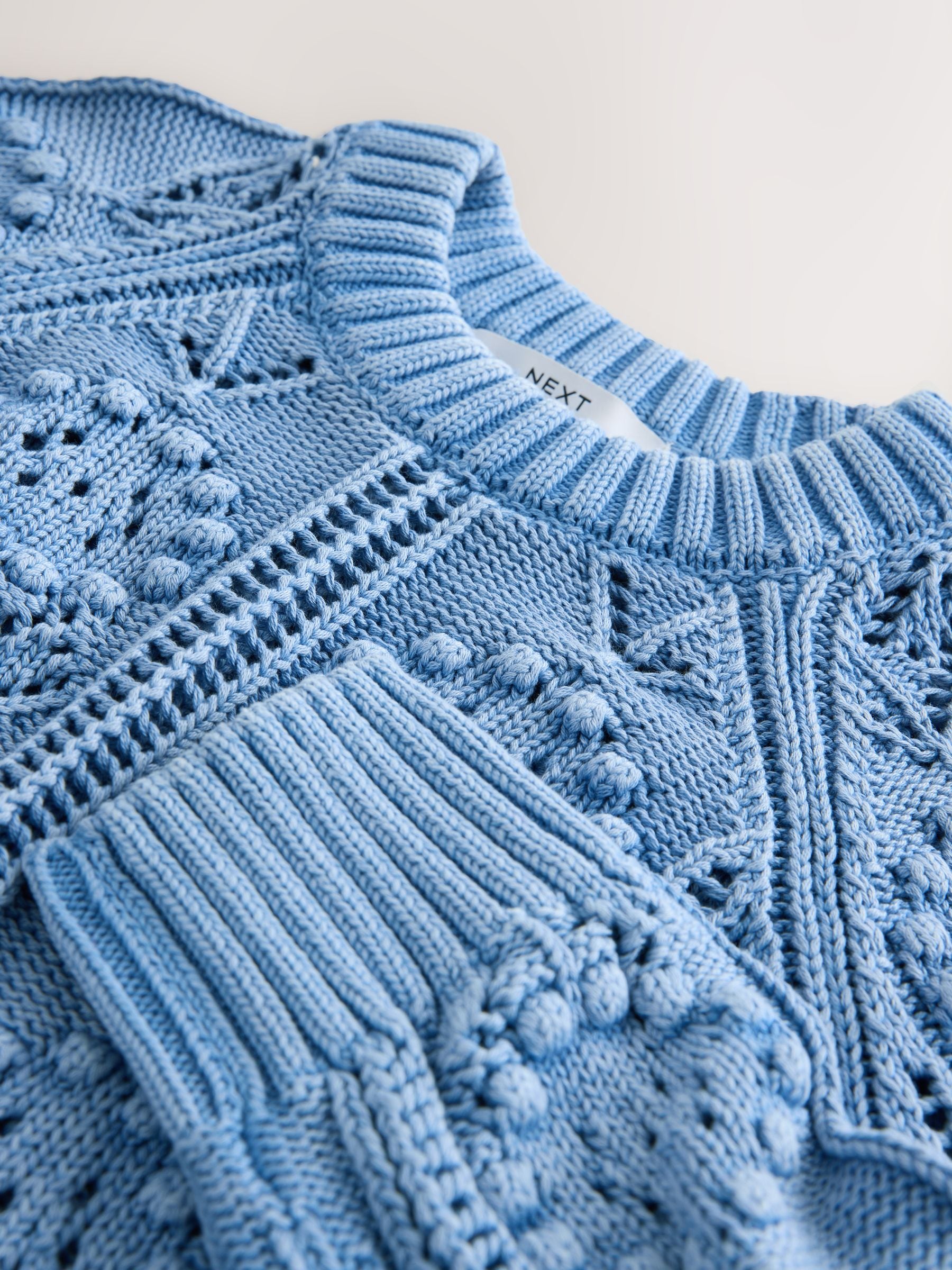 Buy Синій - Washed 100% Cotton Floral Stitch Jumper з сайту Next