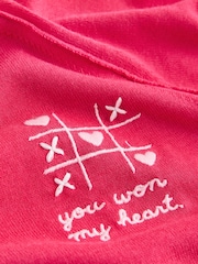 Bright Pink Heart Embroidery Soft Touch Crew Neck Cotton Rich Jumper - Image 7 of 7