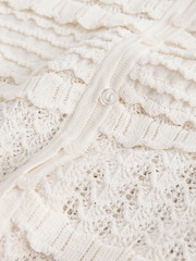 Ecru Shirred Frill Knitted Cardigan - Image 8 of 9