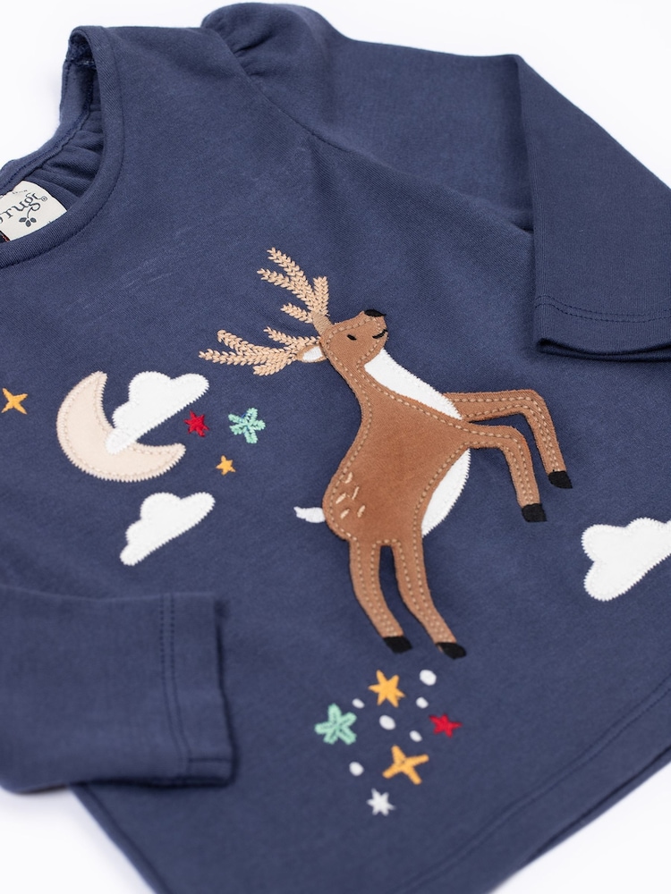 Frugi Blue Caris Christmas Applique Top - Bild 2 von 3
