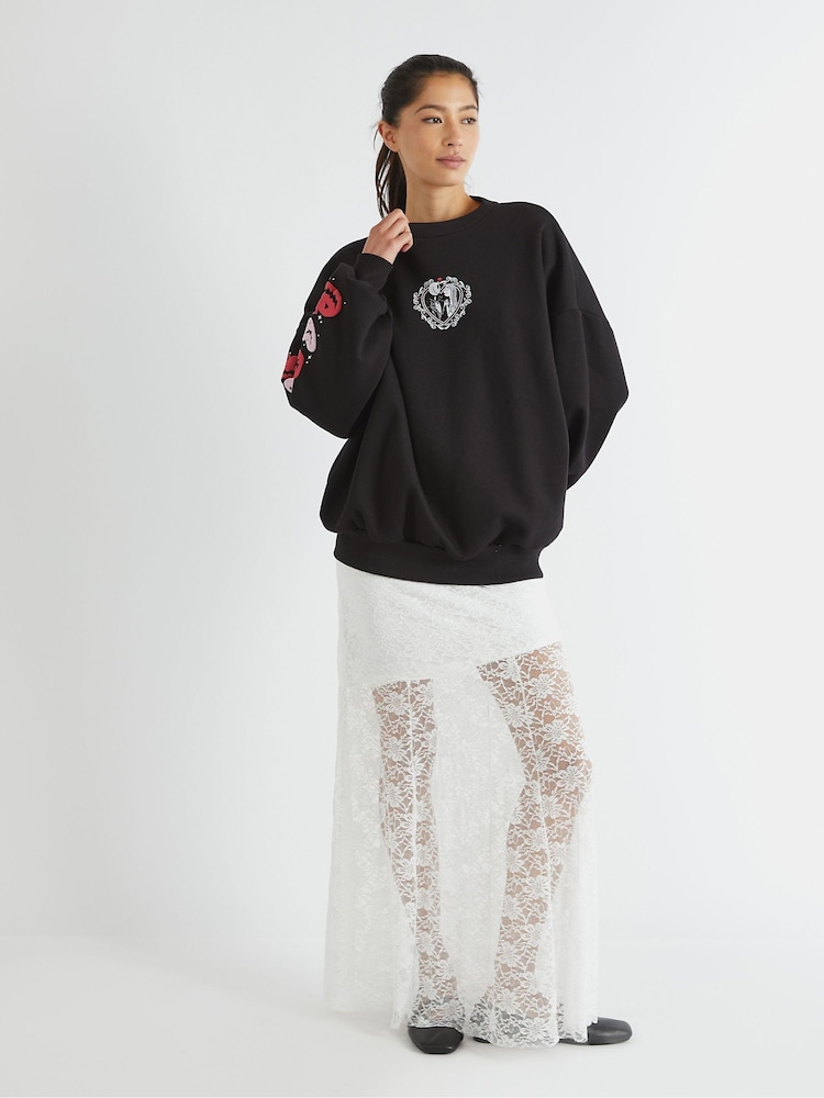 Skinnydip Black Disney The Nightmare Before Christmas Lovers Sweatshirt - Image 2 of 5