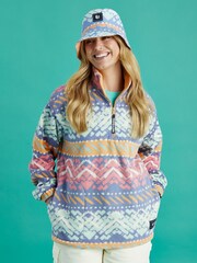 Harper & Lewis Pink Raver Retro Pattern 1/4 Zip Fleece - Image 1 of 9