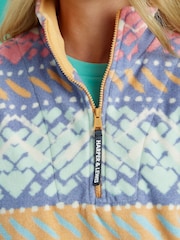 Harper & Lewis Pink Raver Retro Pattern 1/4 Zip Fleece - Image 4 of 9