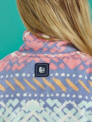 Harper & Lewis Pink Raver Retro Pattern 1/4 Zip Fleece - Image 8 of 9