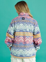 Harper & Lewis Pink Raver Retro Pattern 1/4 Zip Fleece - Image 9 of 9