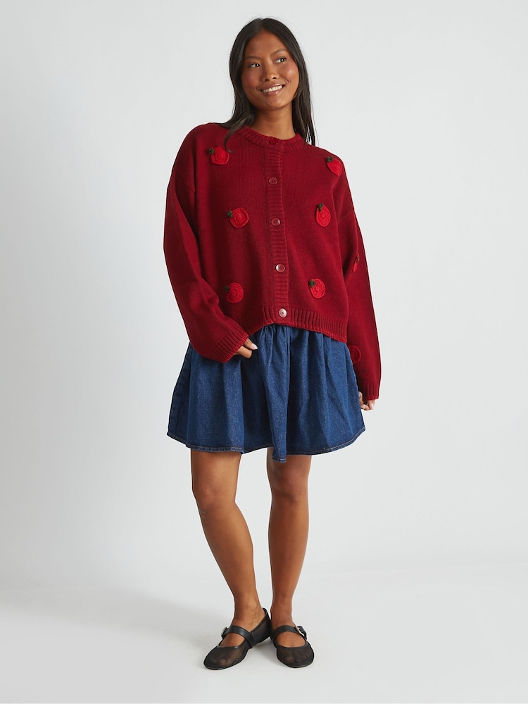 Skinnydip Red Applique Tomato Cardigan - Image 1 of 4 Skinnydip Red Applique Tomato Cardigan - Image 1 of 4