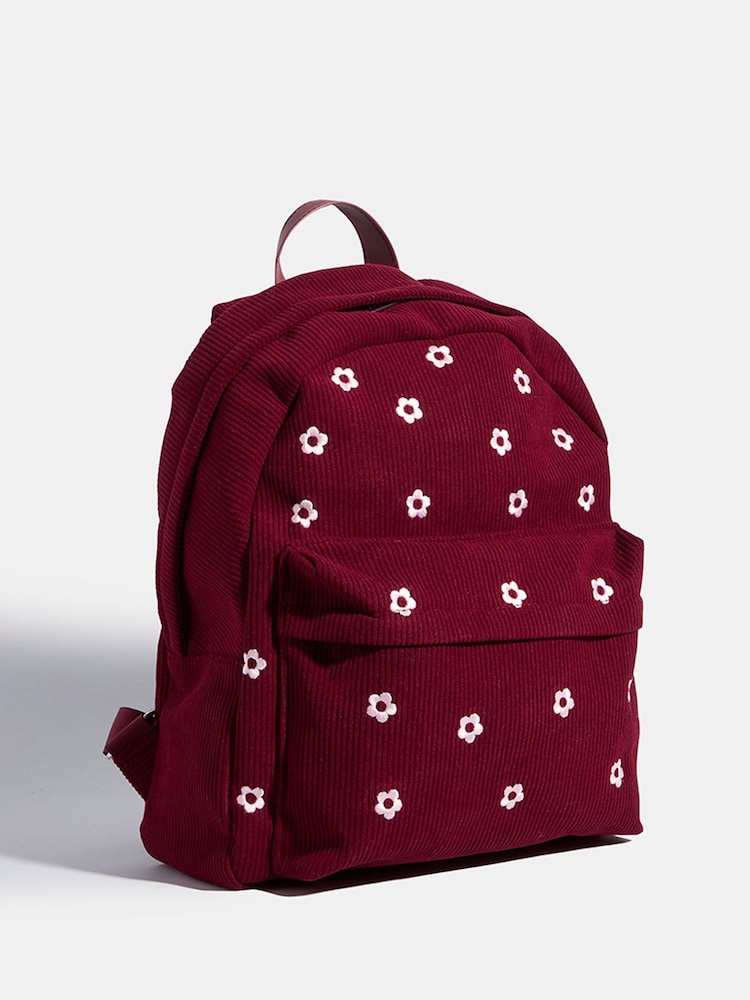 Skinnydip Red Ditsy Flower Embroidered Backpack - Image 2 of 7 Skinnydip Red Ditsy Flower Embroidered Backpack - Image 2 of 7