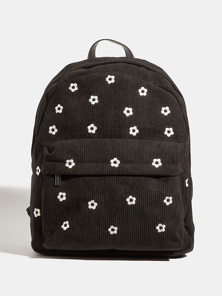 Skinnydip Black Ditsy Flower Print Embroidered Backpack - Image 1 of 5
