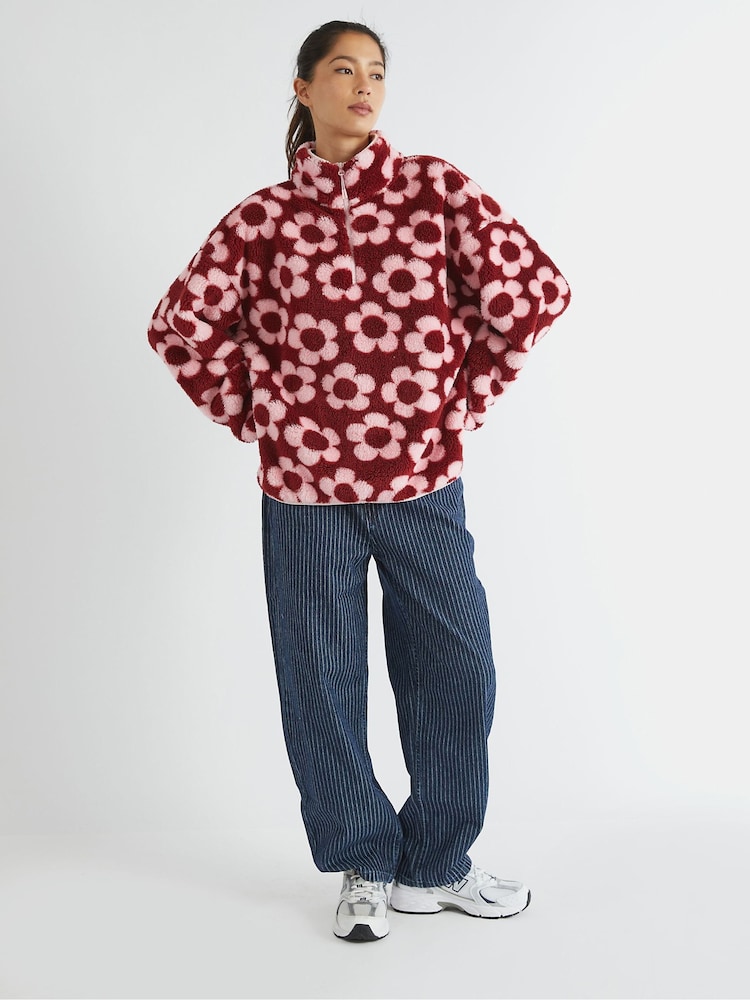 Skinnydip Pink Flower Longline Fleece - Image 5 of 5