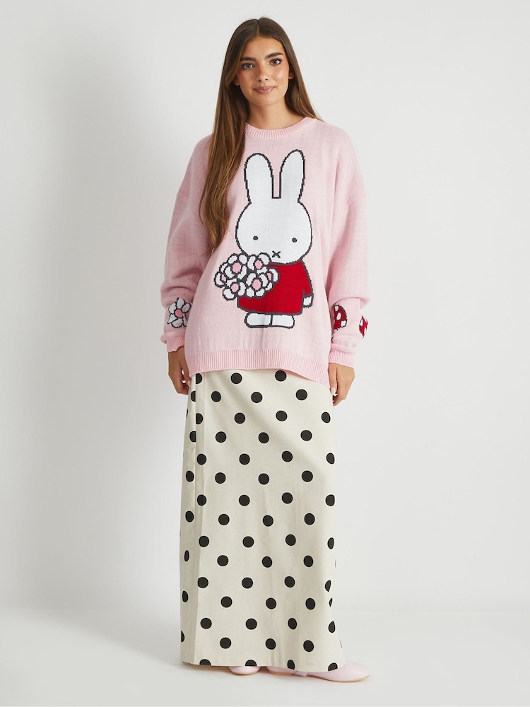 Skinnydip Pink Miffy x Skinnydip Pink Flower Knitted Jumper - Image 1 of 5 Skinnydip Pink Miffy x Skinnydip Pink Flower Knitted Jumper - Image 1 of 5