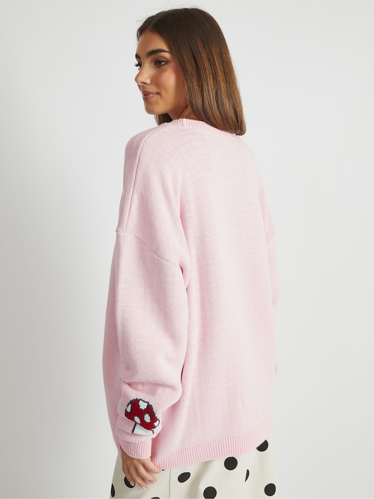 Skinnydip Pink Miffy x Skinnydip Pink Flower Knitted Jumper - Image 2 of 5 Skinnydip Pink Miffy x Skinnydip Pink Flower Knitted Jumper - Image 2 of 5