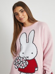Skinnydip Pink Miffy x Skinnydip Pink Flower Knitted Jumper - Image 4 of 5