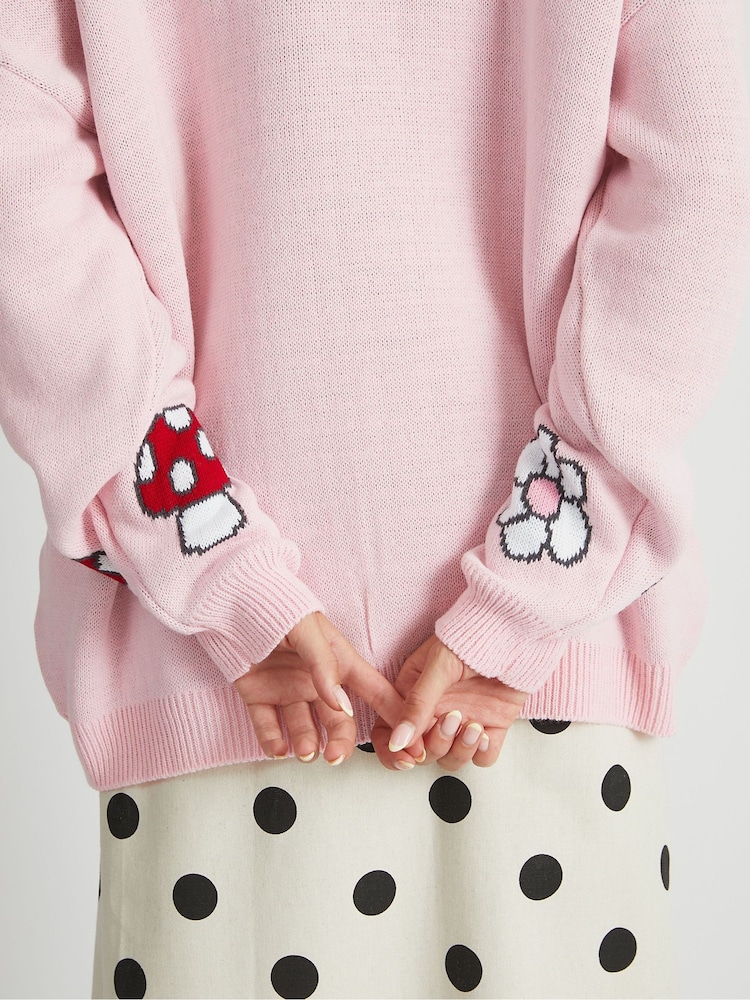 Skinnydip Pink Miffy x Skinnydip Pink Flower Knitted Jumper - Image 5 of 5 Skinnydip Pink Miffy x Skinnydip Pink Flower Knitted Jumper - Image 5 of 5