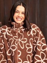Skinnydip Doodle Flower Borg Jacket in Brown - Imagen 2 de 6