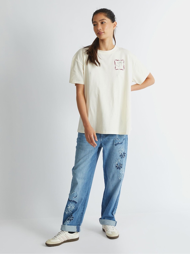 Skinnydip White Patchwork T-Shirt - Image 1 of 5 Skinnydip White Patchwork T-Shirt - Image 1 of 5