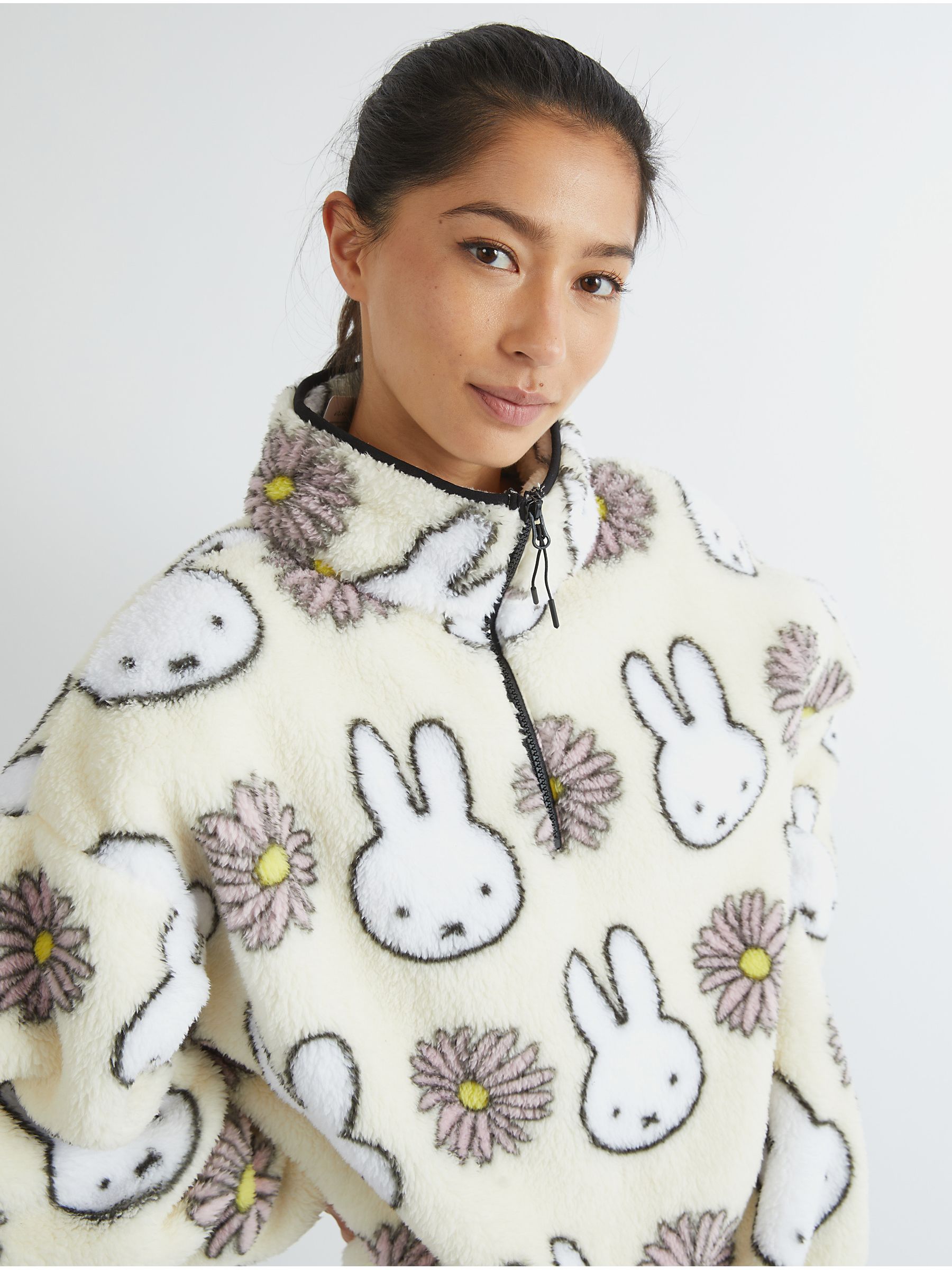 【Miffy 】 Buy Skinnydip White Miffy x Flower Longline Fleece from Next USA