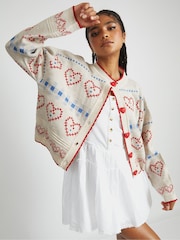 Skinnydip Blue Heart Stitch Knitted Cardigan - Image 3 of 5