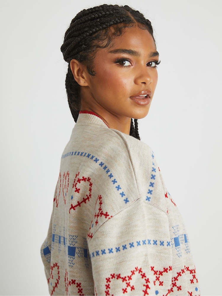 Skinnydip Blue Heart Stitch Knitted Cardigan - Image 5 of 5 Skinnydip Blue Heart Stitch Knitted Cardigan - Image 5 of 5