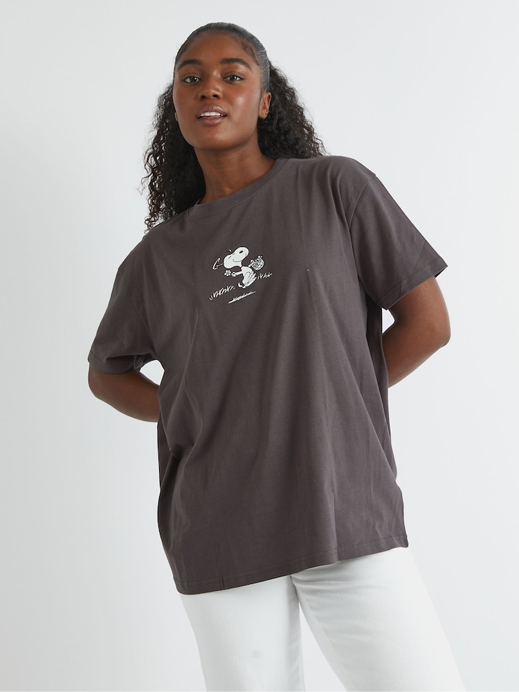 Skinnydip Grey Peanuts x Skinnydip Snoopy Have A Nice Day T-Shirt - Image 1 of 4 Skinnydip Grey Peanuts x Skinnydip Snoopy Have A Nice Day T-Shirt - Image 1 of 4