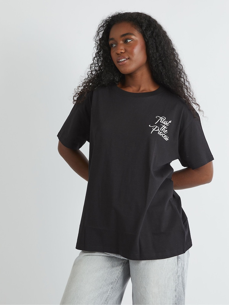 Skinnydip Black Trust The Process T-Shirt - Image 1 of 4 Skinnydip Black Trust The Process T-Shirt - Image 1 of 4