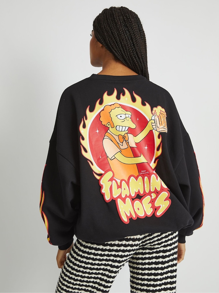 Skinnydip Black The Simpsons x Skinnydip Flaming Moes Sweatshirt - Image 2 of 5 Skinnydip Black The Simpsons x Skinnydip Flaming Moes Sweatshirt - Image 2 of 5