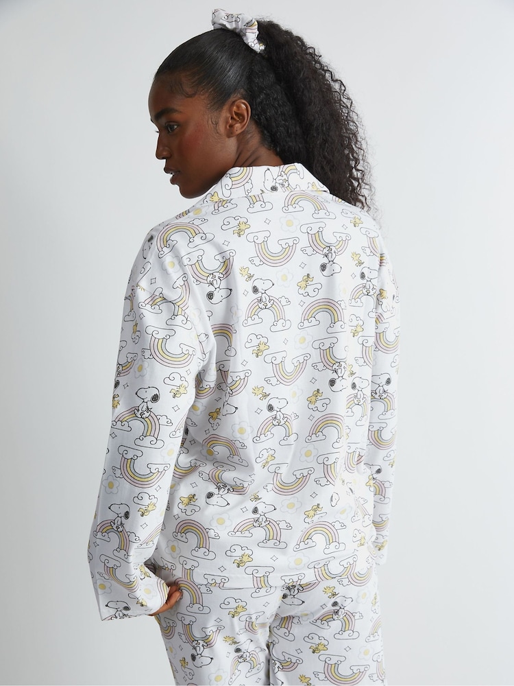 Skinnydip White Peanuts x Skinnydip Snoopy Rainbow Print Pyjama Set in Ecru - Image 2 of 5
