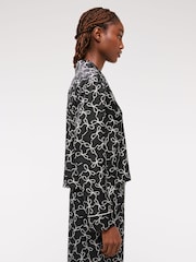Abercrombie & Fitch Bow Print Button Through Black Pyjamas Top - Image 4 of 6