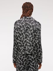 Abercrombie & Fitch Bow Print Button Through Black Pyjamas Top - Image 5 of 6