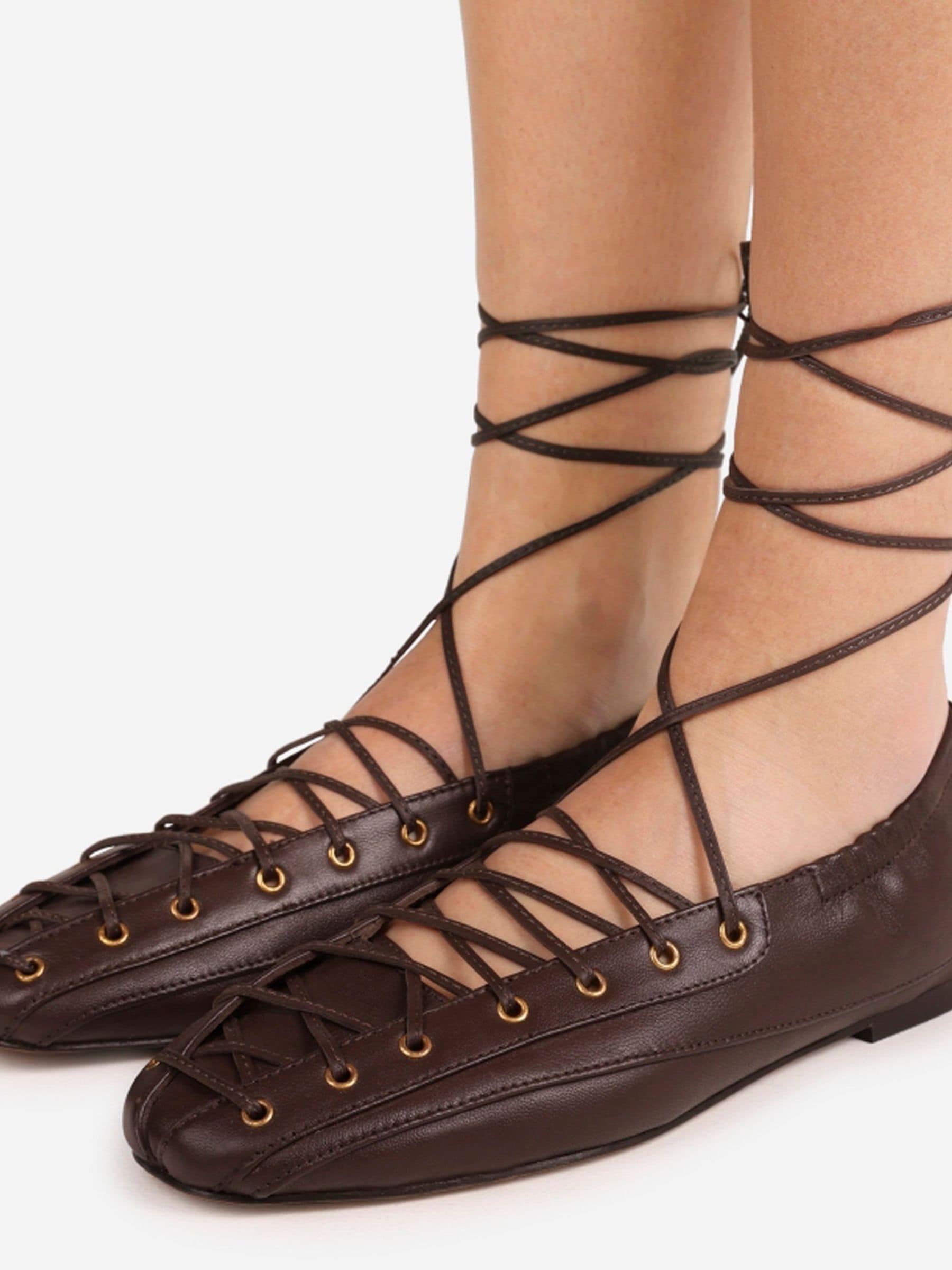 Buy Bronx Brown Serajaa Leather Ballerinas from Next USA
