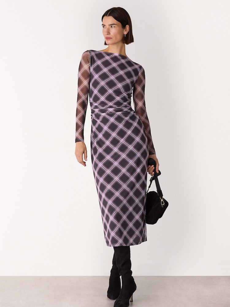 Whistles Red Check Mesh Dress - Image 1 of 5