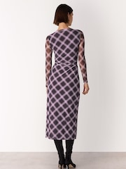 Whistles Red Check Mesh Dress - Image 2 of 5