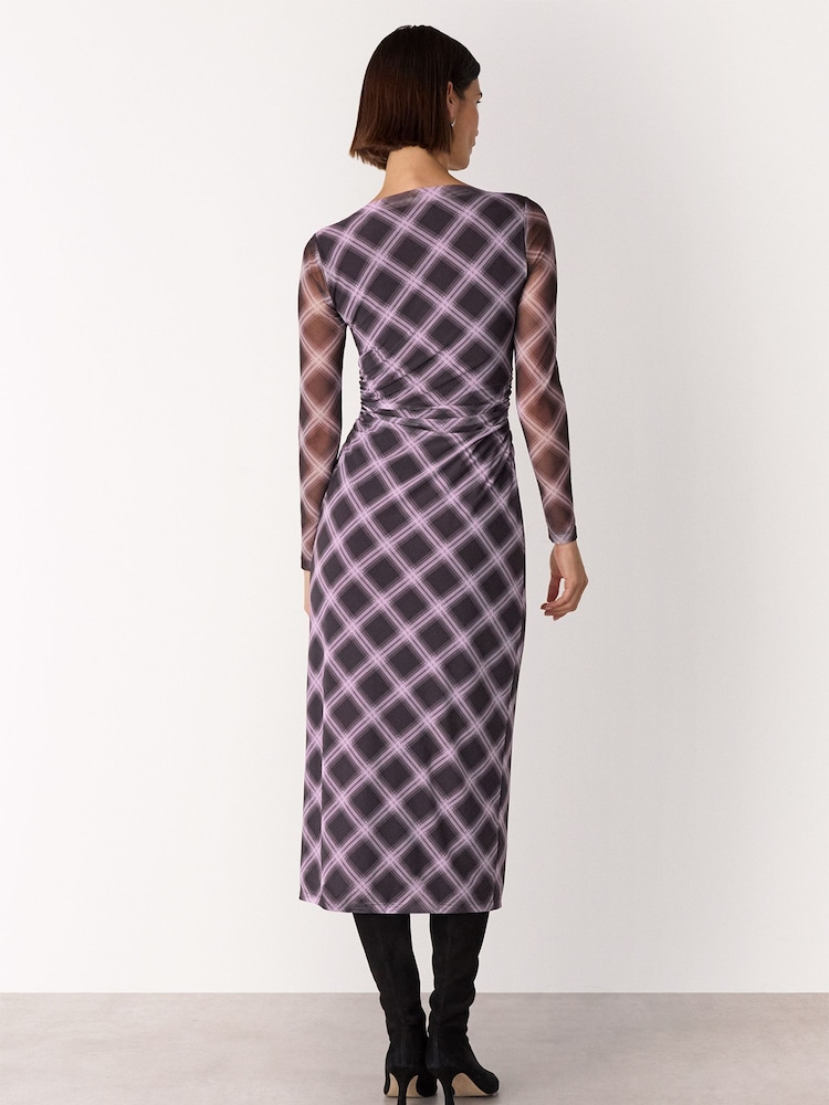 Whistles Red Check Mesh Dress - Image 2 of 5