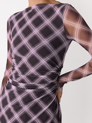 Whistles Red Check Mesh Dress - Image 4 of 5