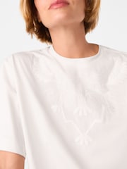 Whistles White Embroidered Cotton T-Shirt - Image 3 of 5