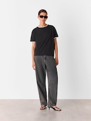 Whistles Black Contrast Piping Detail T-Shirt - Image 4 of 5