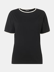 Whistles Black Contrast Piping Detail T-Shirt - Image 5 of 5
