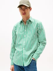 Tommy Hilfiger Green Regular Fit Flex Stripe Shirt - Image 1 of 5