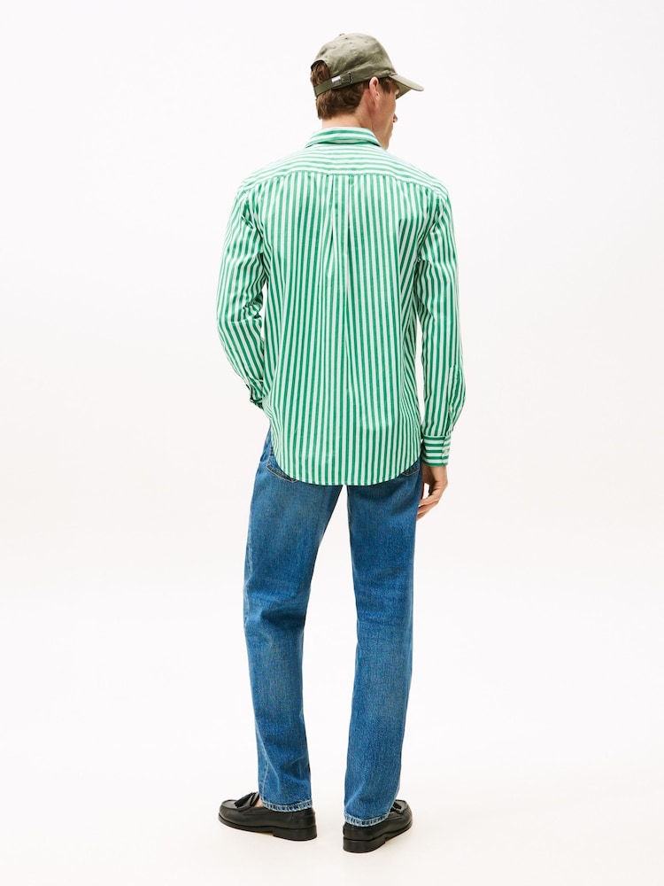 Tommy Hilfiger Green Regular Fit Flex Stripe Shirt - Image 2 of 5