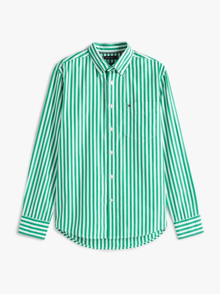 Tommy Hilfiger Green Regular Fit Flex Stripe Shirt - Image 5 of 5