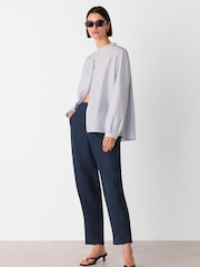 Whistles Blue Linen Barrel Trousers - Image 3 of 5