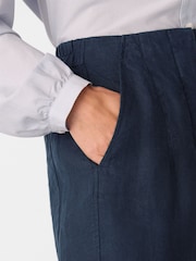 Whistles Blue Linen Barrel Trousers - Image 4 of 5