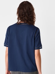 Whistles Blue Broderie Trim Detail T-Shirt - Image 2 of 5
