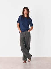 Whistles Blue Broderie Trim Detail T-Shirt - Image 3 of 5
