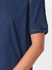 Whistles Blue Broderie Trim Detail T-Shirt - Image 4 of 5