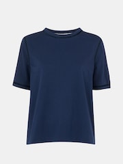 Whistles Blue Broderie Trim Detail T-Shirt - Image 5 of 5